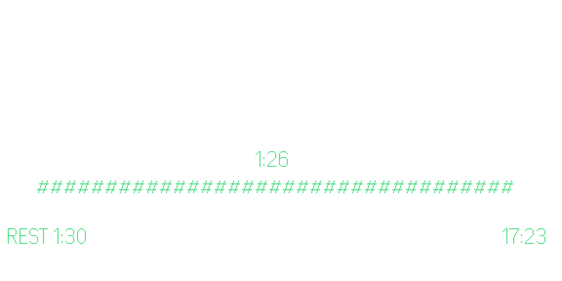 Set Rest Timer on the glasses: Resting: the progress bar is a row of # characters